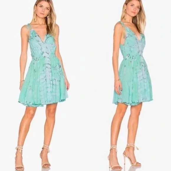 Tiare Hawaii x Revolve Geo Mini Dress Aqua & Grey Tie Dye One Size - Picture 6 of 8
